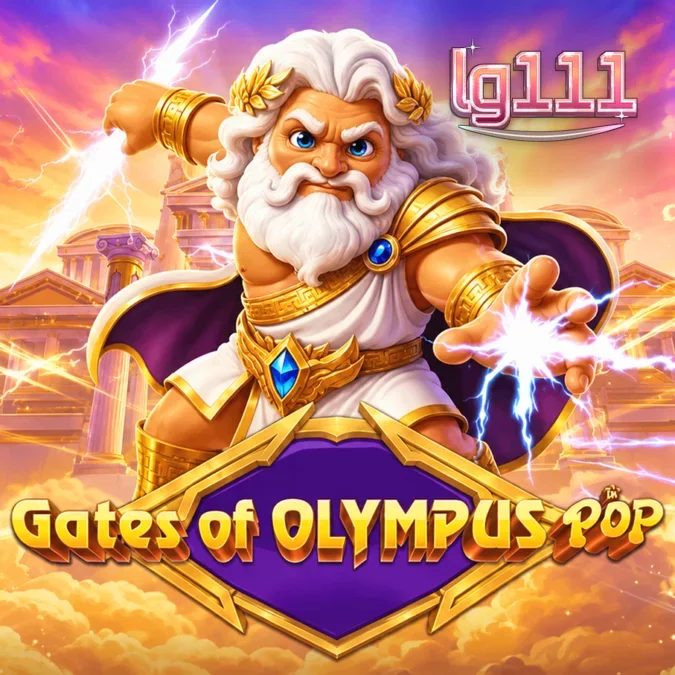 Tampilan visual slot Gates of Olympus POP dengan simbol Zeus dan grid 3x5