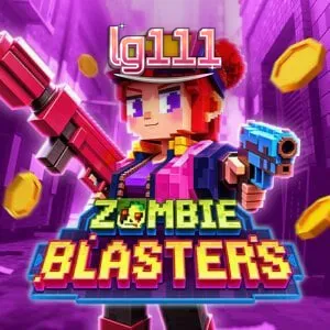 Tampilan visual game slot Zombie Blasters dengan tema arkade retro